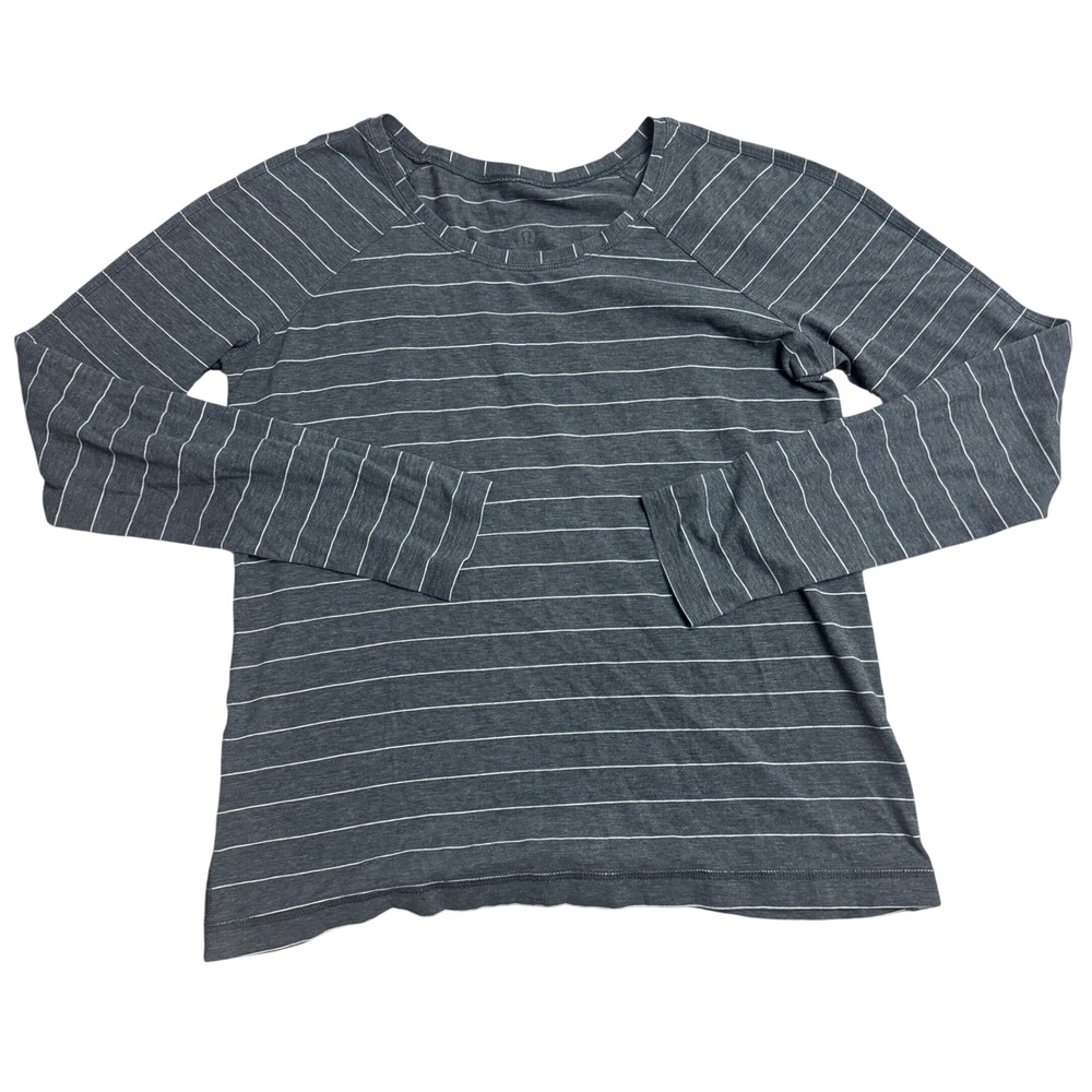 Lululemon Emerald Modern Gray White Stripe Top Long Sleeve Tee Size S‎ 2-4